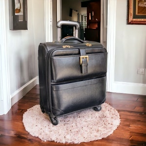 Luxus Leder Handgemacht Reisetasche Leder Trolley Tasche, Tasche mit 4 Rädern Braun Leder Handgepäck Flugzeug Tasche Schwarz in der Farbe Bestes Geschenk