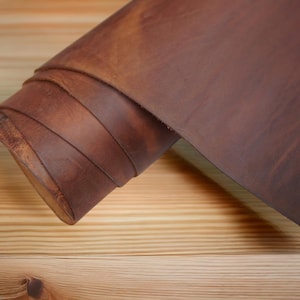 DIY Craft Genuine Leather Sheets Full Grain Leather 1.5 mm-1.8 mm, Leather Pieces Square for Crafts (Oil-Wax -Tan)
