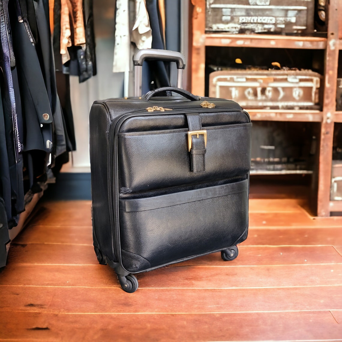 Luxury Leather Carry on Travel Bag Leather Trolley Bag, Bag With 4 ...