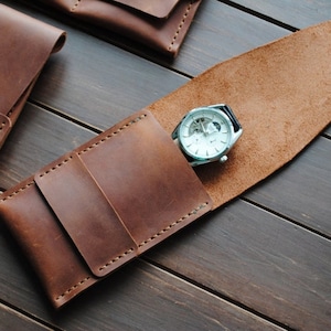 Personalized Leather watch case, personalized tool case, Leather Artist case, watch organizer image 4