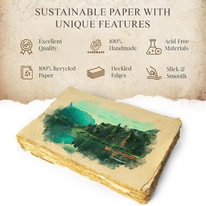 Handmade Deckledge Virgin Cotton Paper | Acid Free, Eco Friendly, Wood free | Ideal for Drawing WaterColor painting A4 pack of 50 Sheet