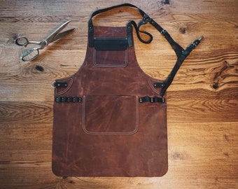 Genuine Leather Appron aprons for both in the BBQ Blacksmiths, Woodwork, Grill, Kitchen, Butcher, and Chef styles. Anniversary