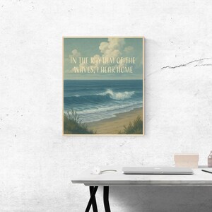 Digital || Meer Poster im Retro-Stil – Vintage Küstenbild zum Download | Ruhige See Wandkunst für Zuhause | Printable Ocean Art Print