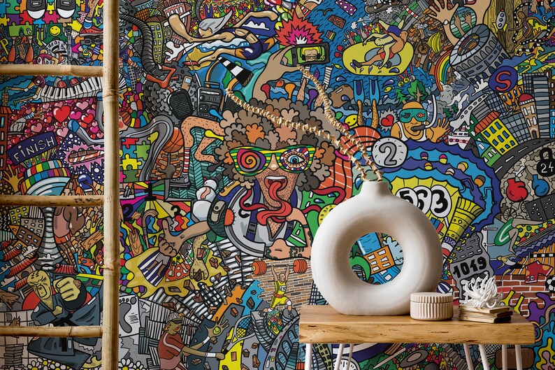Impressive Sports Graffiti Wallpaper Mural, Large Scale Collage Art