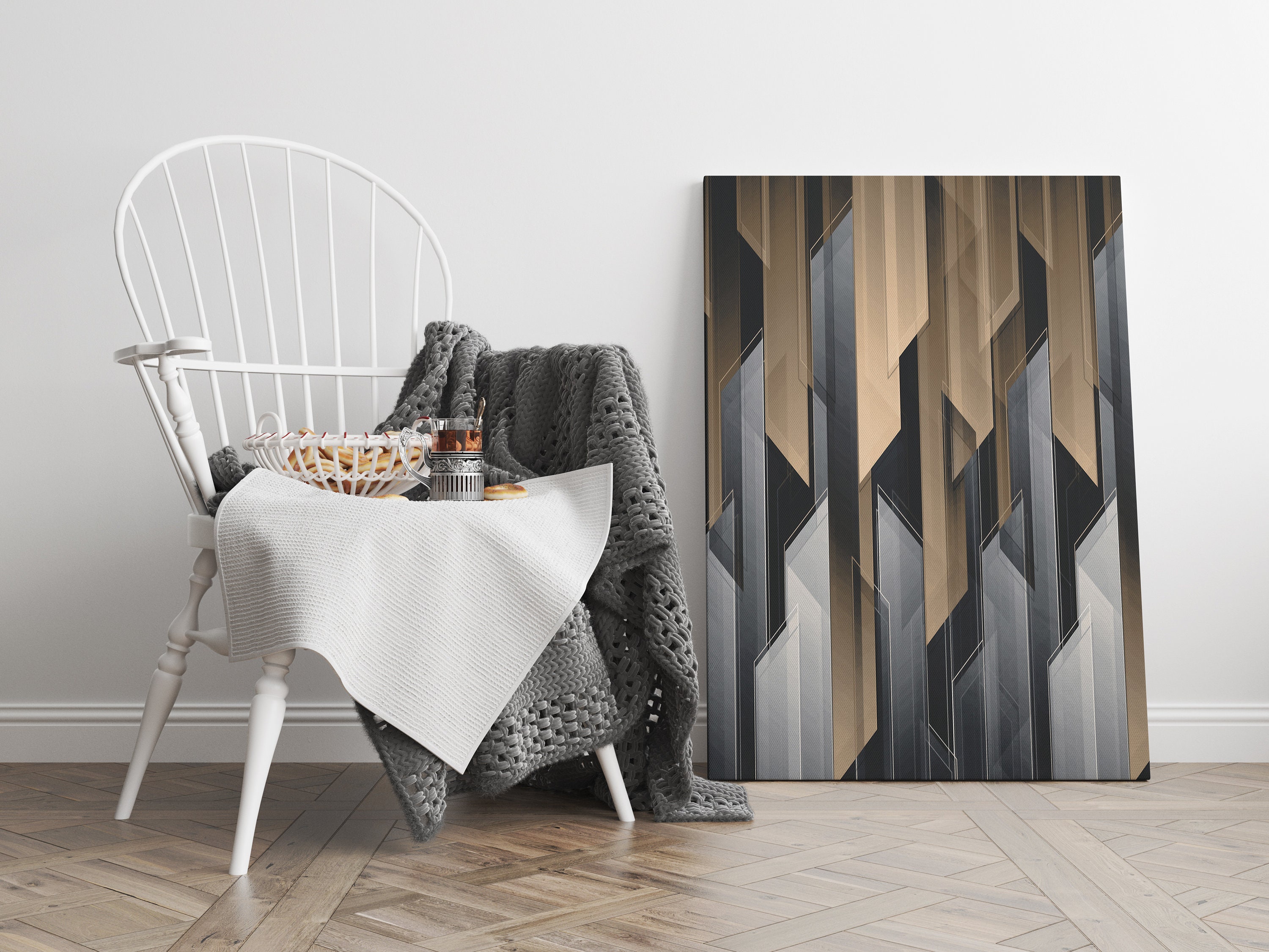 Canvas Print Abstract Black and Gold Metallic Dark Contemporary Wall