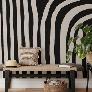 Abstract Watercolor Stripe Wallpaper - Black, White, & Multicolor Interior Design