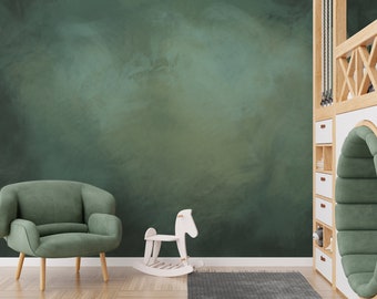 Vibrant Green Oil Painted Texture Wallpaper Mural - Artistic Abstract Design - Ideal for Walls and Accent Spaces