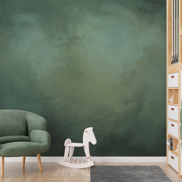 Vibrant Green Oil Painted Texture Wallpaper Mural - Artistic Abstract Design - Ideal for Walls and Accent Spaces