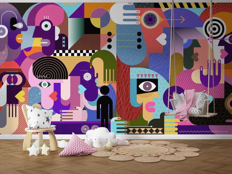 Community Graffiti Sketch Wallpaper Mural Large Group of Etsy