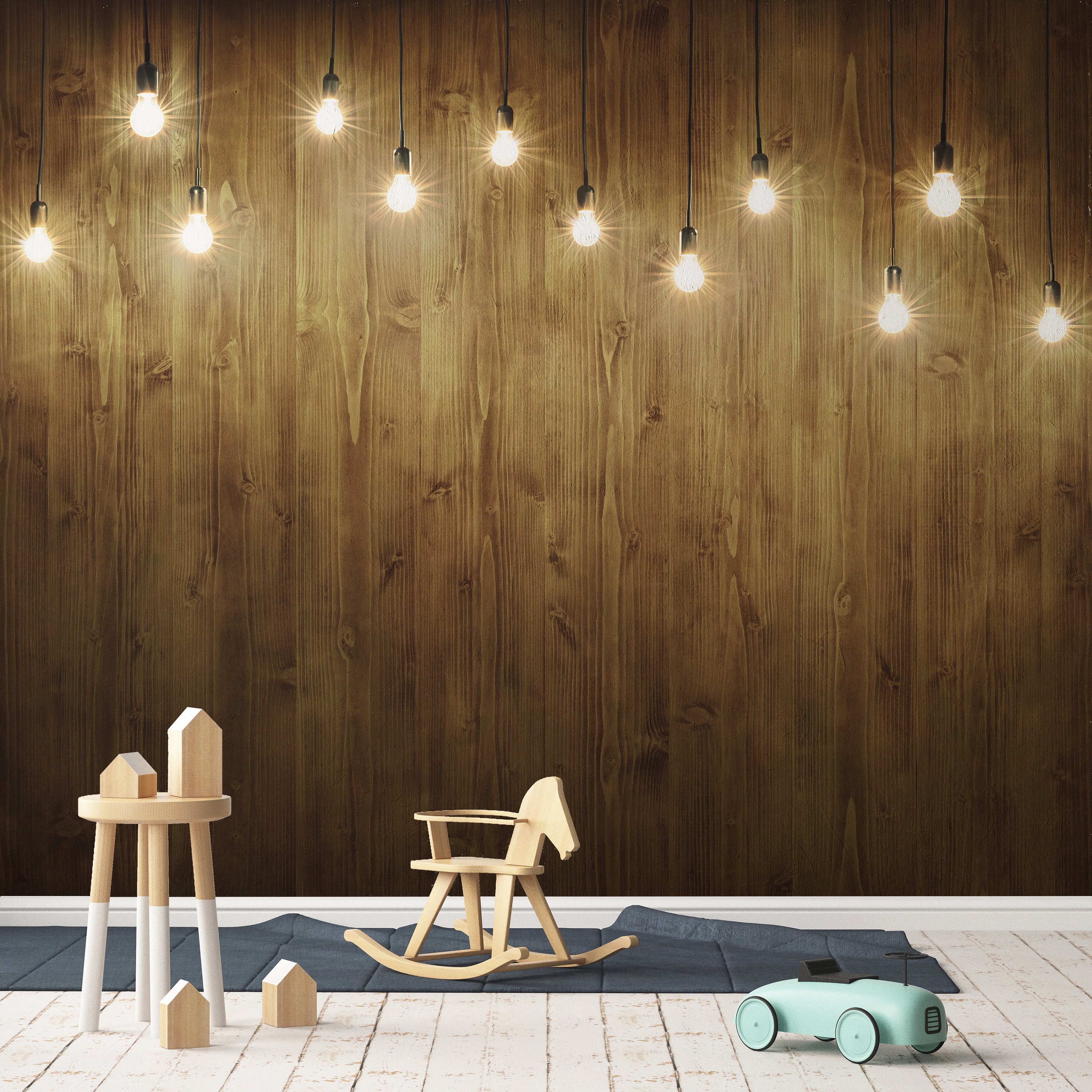 Photography Backdrop Rustic Light Bulb Wood Print Peel and Stick