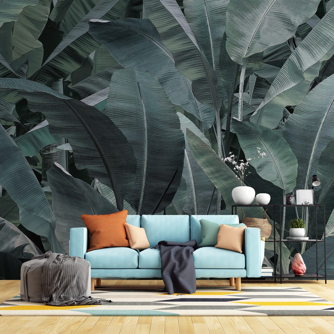 Large Green Tropical Banana Leaves Wallpaper Mural Exotic Jungle ...