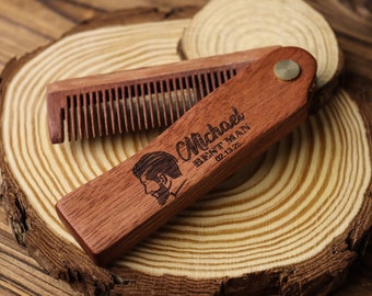 Personalized Men's Gifts, Personalized Beard Brush Set,Personalized Wood Comb,Groomsmen,Best Man,Boyfriend, Husband,Dad,Anniversary Gift.