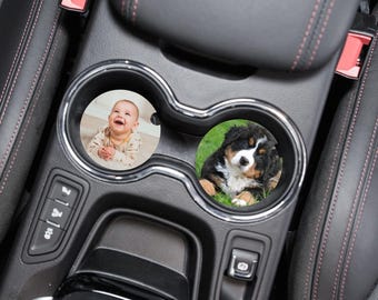 Personalised Photo Car Coasters: Custom Neoprene Cup Holder Inserts, Set of Two