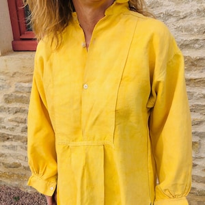 BEES Antique French Linen smock, working dress (Late 1800s) Chore Monogrammed EP