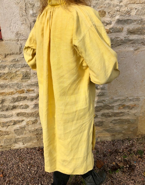 Antique French Linen smock (Late 1800s) Chore Mon… - image 3