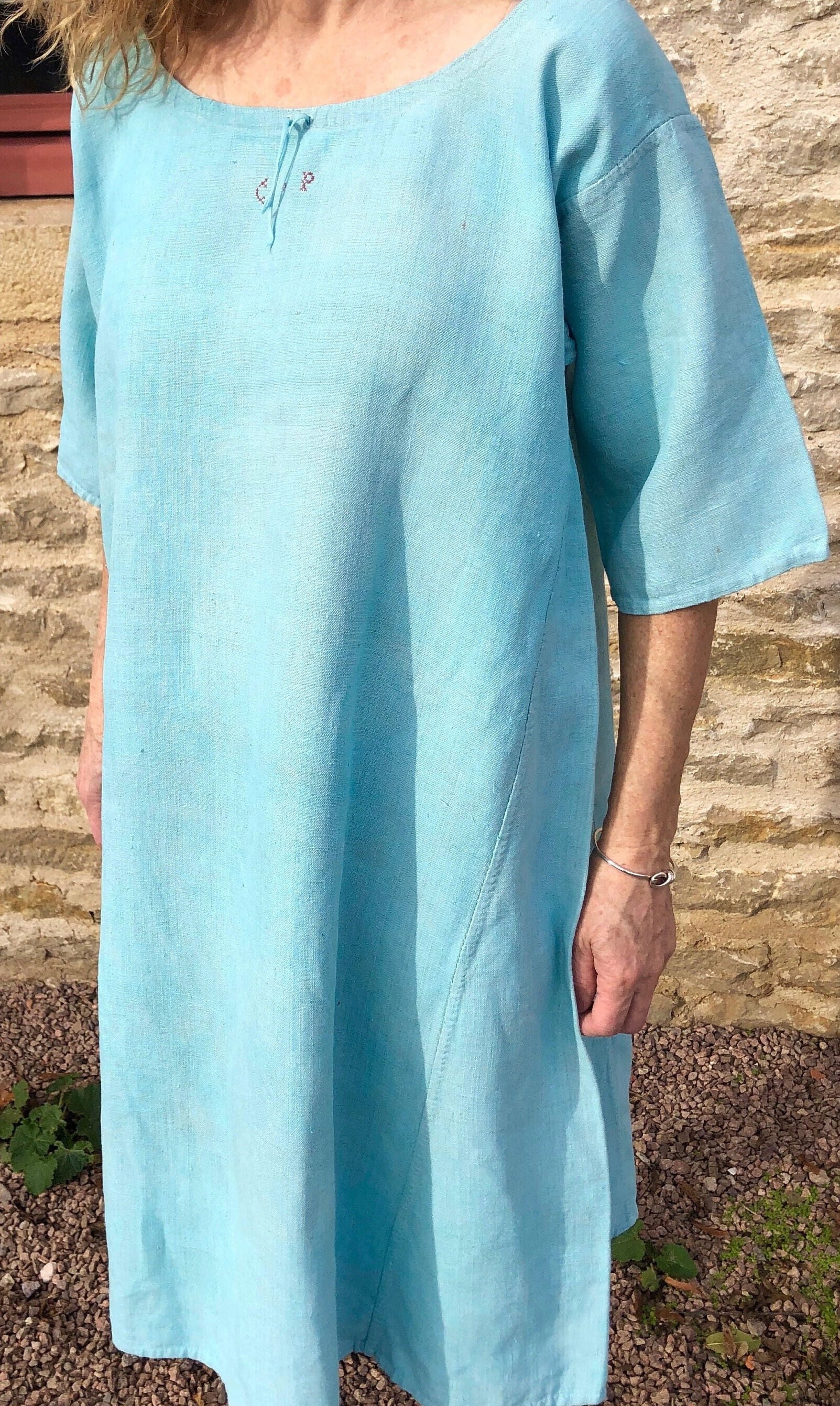 Antique French Shirt Chanvre Oatmeal Linen Shirt Smock Tunic