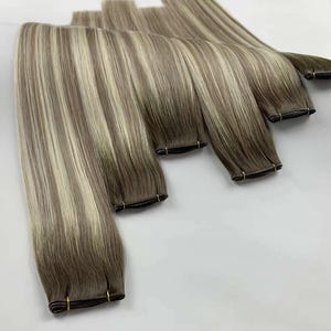 Remy Human Hair Extensions: European Single Weft, Virgin Straight Hair 100g
