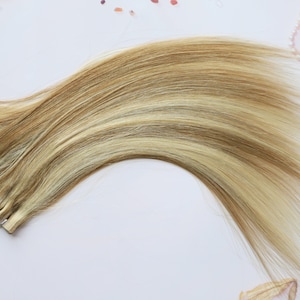 Tape in Hair Extensions Honey Blonde Highlighted Remy Human Hair Extensions Tape in Silky Straight