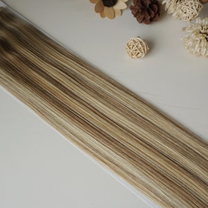 Tape in Hair Extensions Blonde Highlights Human Hair Seamless Skin Weft Invisible Tape 20Pieces/50Grams Real Hair Extensions