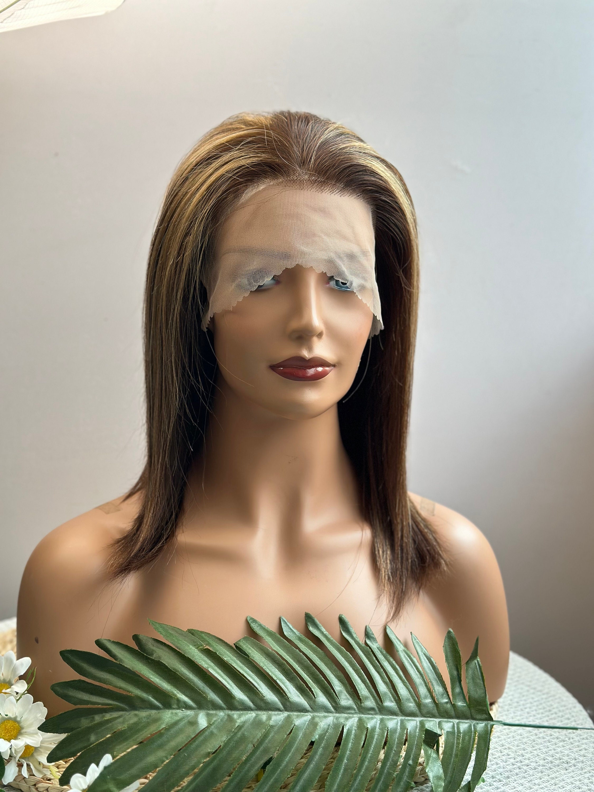 Honig blonde Highlight Remy Echthaar Perücke: 13x4 Lace Front