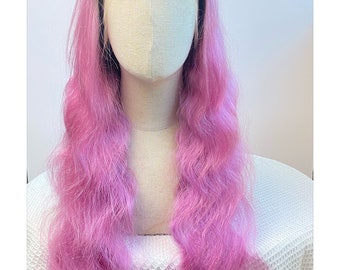 Peluca de cabello humano rosa: onda larga, encaje frontal HD 13x4