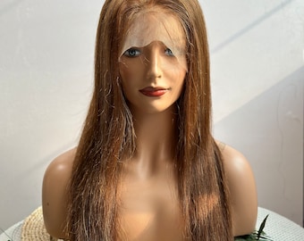 Long Brown Remy Human Hair Wig: 13x4 Lace Front Wig
