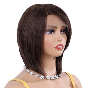 Short Bob Lace Front Wig - Glueless Straight Human Hair Wigs Brazilian Human Hair Natural Hairline Lace  Wigs for Women