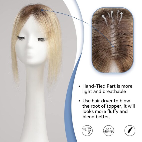 Hand Tied Human Hair Topper with Travel Kit, 12 Inch Length Top Smart HH 12 main image 3