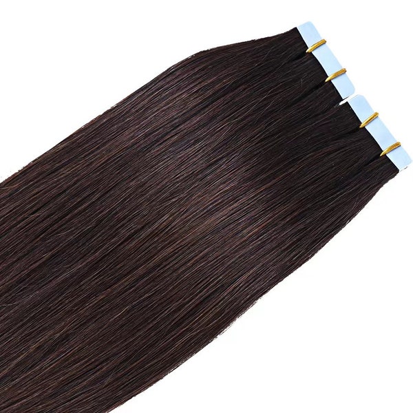 Tape in Human Hair Extensions, Black to Dark Brown 18 Inch 50g 20pcs Real Human Hair Tape in Skin Weft Natural Remy Straight Hair