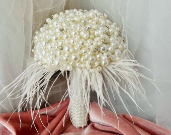 pearl beaded bridal bouquet-ivory pearl bouquet-bridesmaid bouquets,luxury wedding bouquets