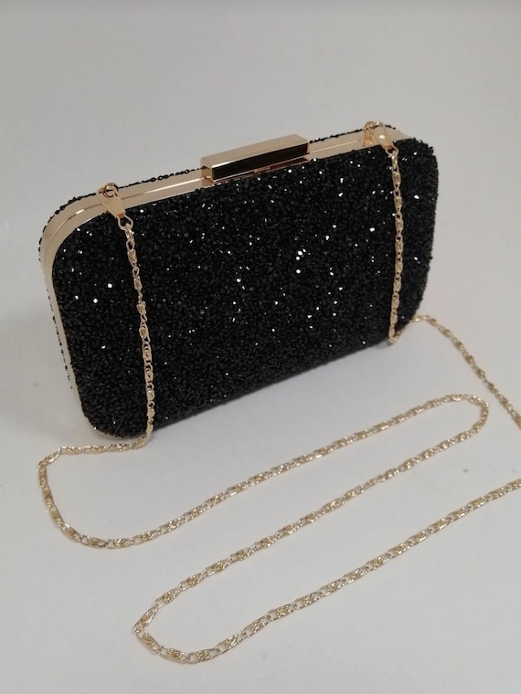 LXXUY Women Evening Clutch Bag Leather Sparkling Designer Handbag Purse for  Wedding Party (Black): Handbags: Amazon.com