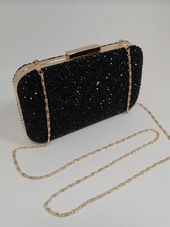 LXXUY Women Evening Clutch Bag Leather Sparkling Designer Handbag Purse for  Wedding Party (Black): Handbags: Amazon.com