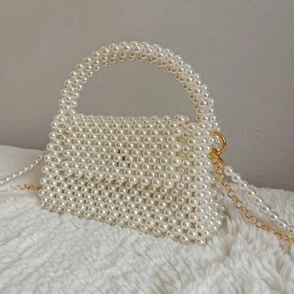 Einzigartige Perlen-Perlen-Tasche mit abnehmbaren Trägern - Perfekt für jeden Anlass- Braut, um Geschenk zu sein.