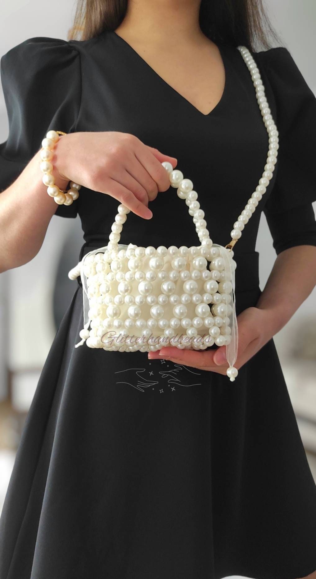 Pearl Bag,pearl Bucket Bag,pearl Clutch Bag, Wedding Favors,bride Bag