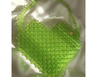 Unique Beaded heart crystal bag,glitter woman purse,lilac pink blue silver green purple crystal purse,