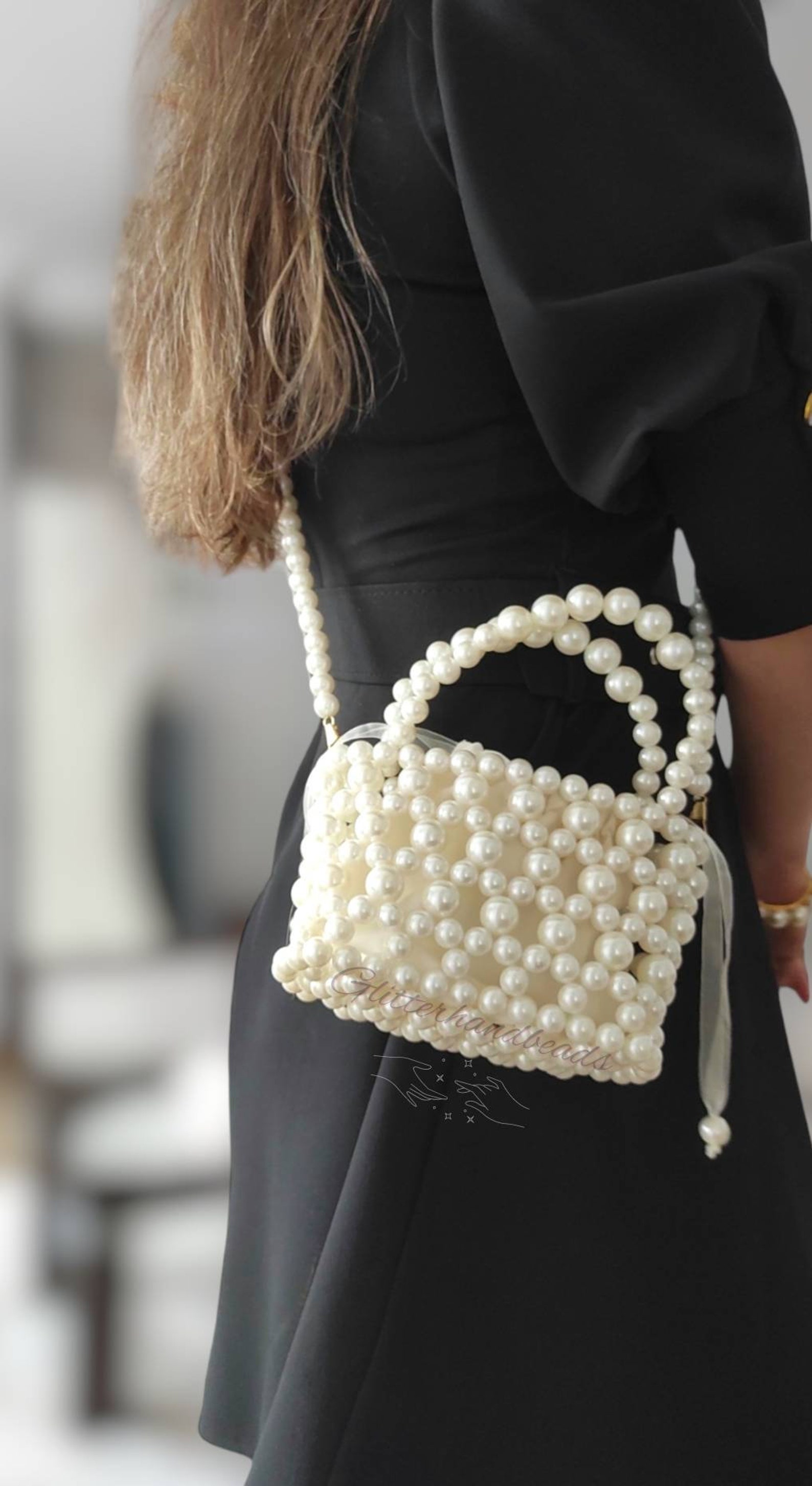 Pearl Bag,pearl Bucket Bag,pearl Clutch Bag, Wedding Favors,bride Bag