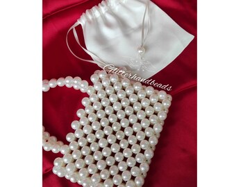 Pearl handbag,pearl clutch bag,bridal bag,Wedding clutch,handmade item.