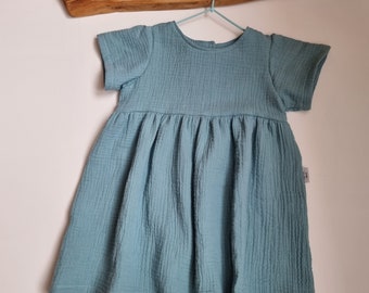 Musselin Kleid für Baby und Mädchen Gr. 56-122, Sommerkleid , Babykleid, Mädchenkleid mit kurzen Ärmeln