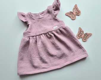 Musselin Kleid für Baby und Mädchen Gr. 56-122, Sommerkleid , Babykleid, Mädchenkleid
