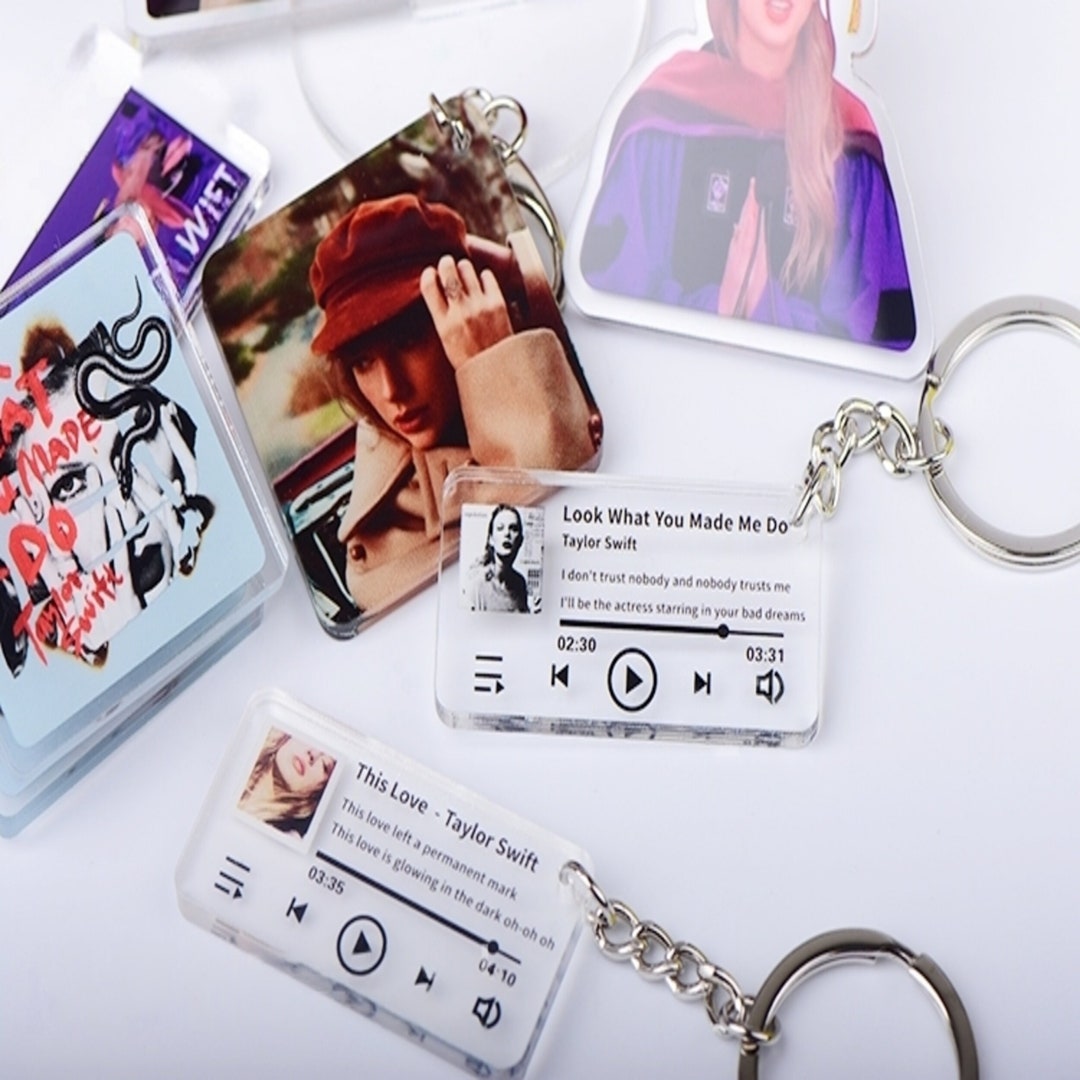 Custom Taylor Swift Key Chain Taylor Swiftie Merch Song Key Chain Music Keyring Taylor Eras