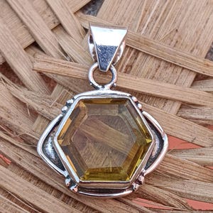 925 Sterling Silver Pendant, Citrine Gemstone Pendant, Handmade Pendant, Beautiful Pendant, Designer Pendant, Woman Pendant, Dainty Pendant