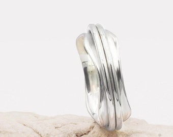 Anello Spinner bicolore, Anello in argento Sterling 925 massiccio, Anello fatto a mano, Anello di meditazione, Anello Spinner, Anello pollice Boho, Anello donna, Anello Spin