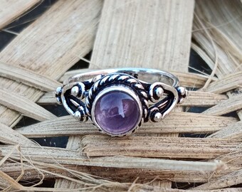 Amethyst Statement Ring: 925 Sterling Silver Fidget Wedding Band
