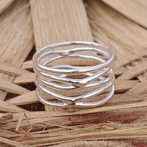 Handgemachte Silber Multi-Band Ring: Boho Layering Statement Ring