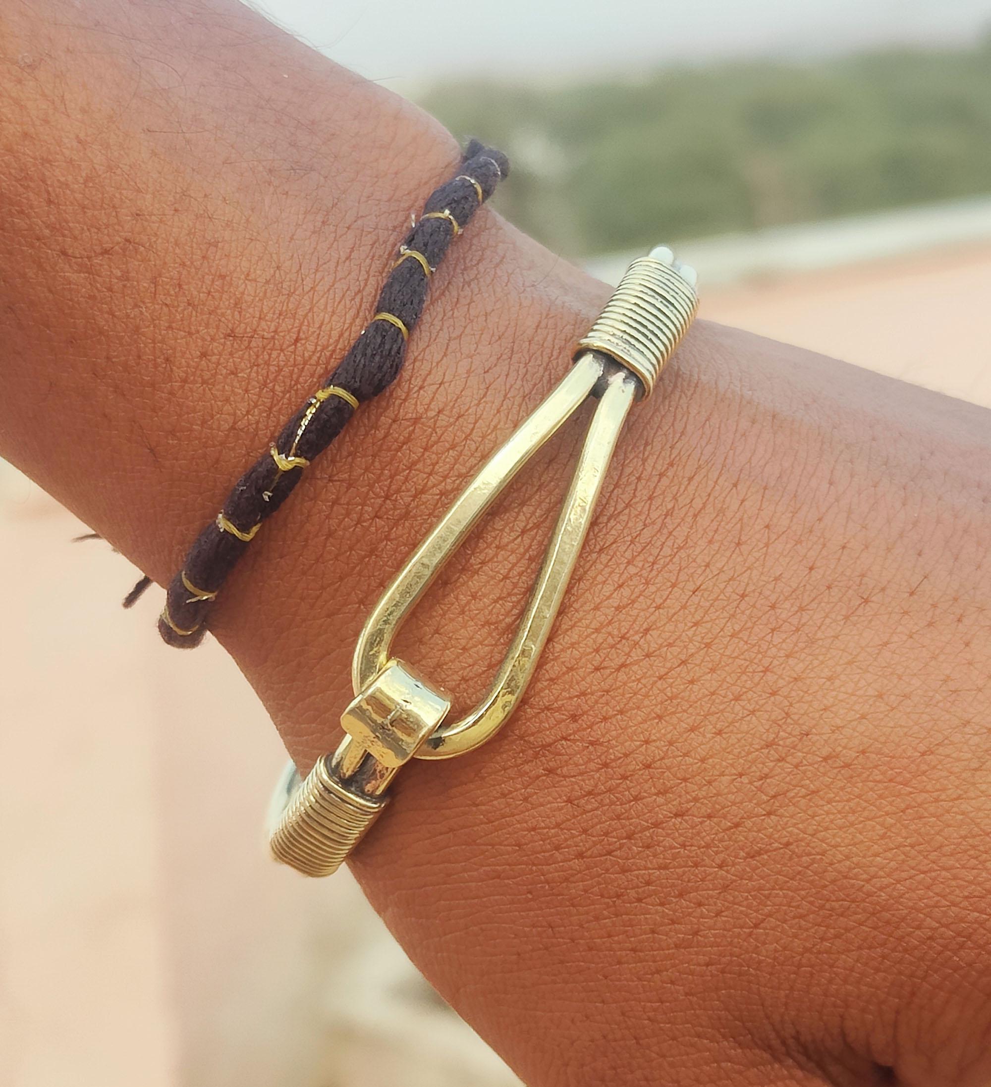 Handmade Solid Brass Hook Bangle: Designer Brass Jewelry - Etsy