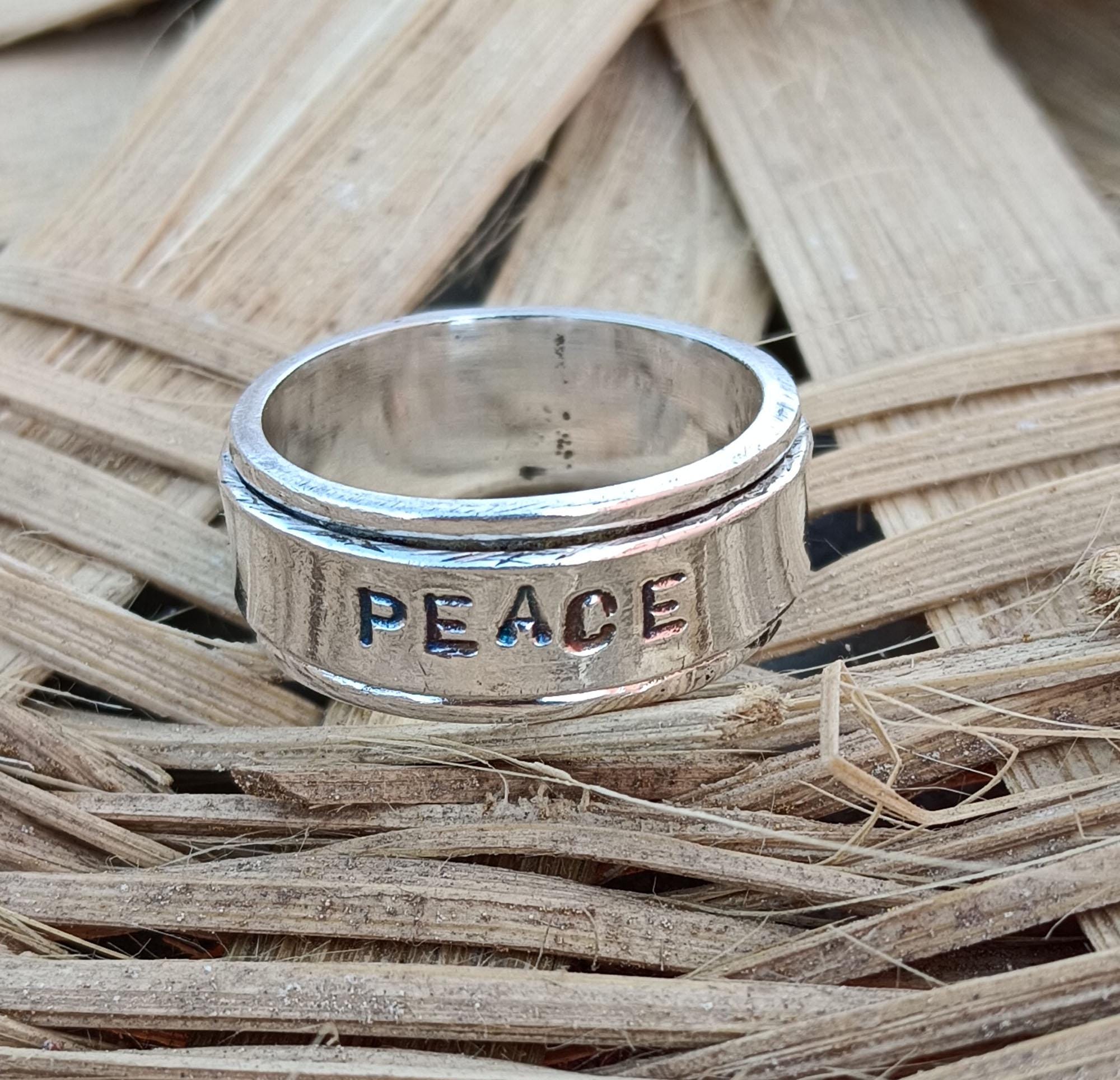 925 Sterling Silver Ring, Peace Ring, Spinner Peace Band, Harry