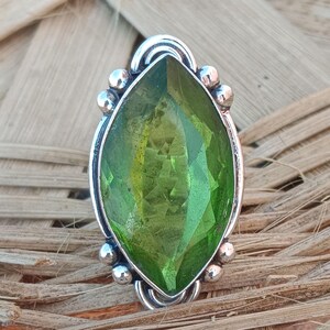 Solid 925 Sterling Silver Ring, Peridot Gemstone Ring, Handmade Ring, Statement Ring, Designer Ring, Boho Ring, Woman Ring, Gift For Her