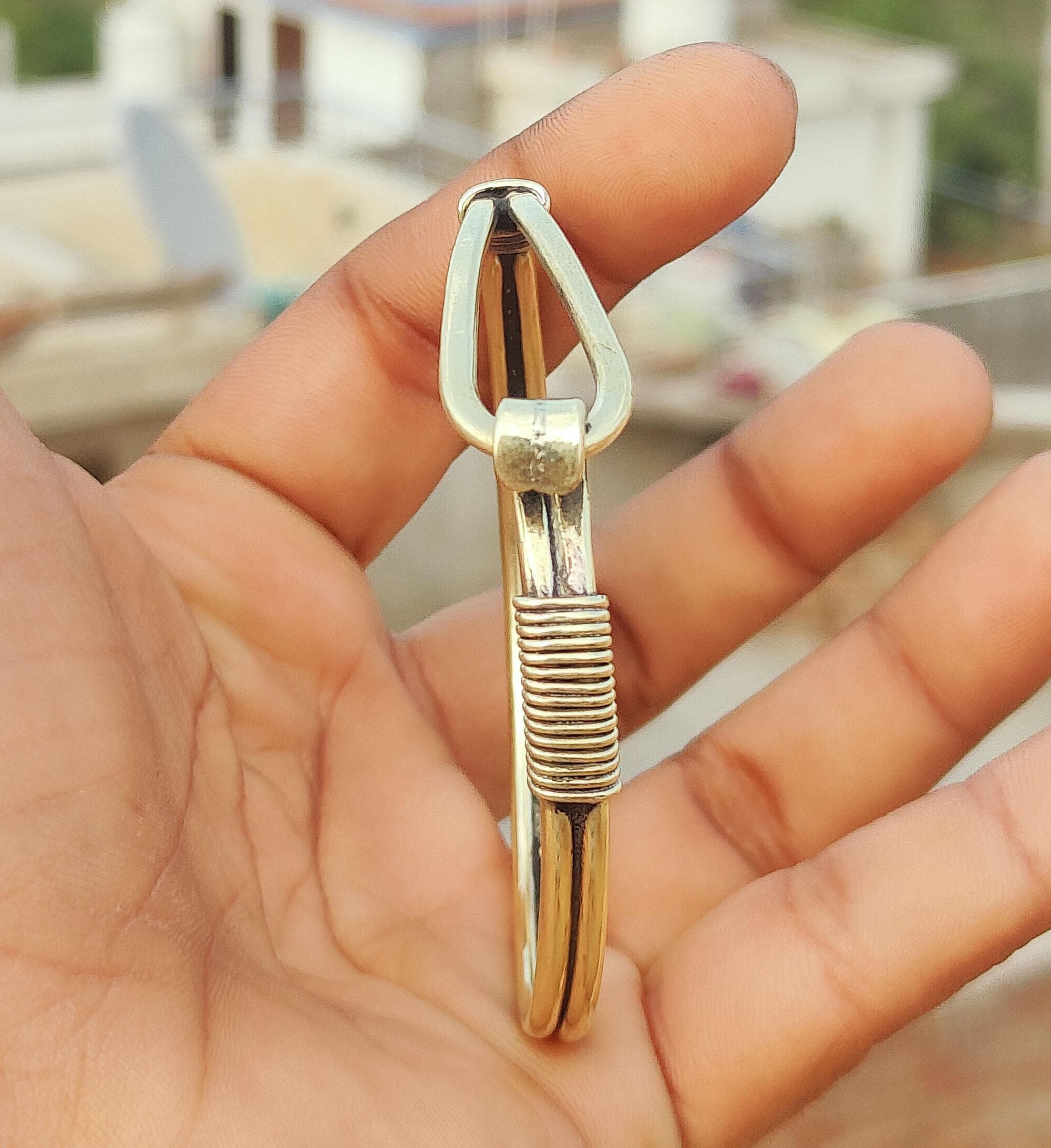 Handmade Solid Brass Hook Bangle: Designer Brass Jewelry - Etsy