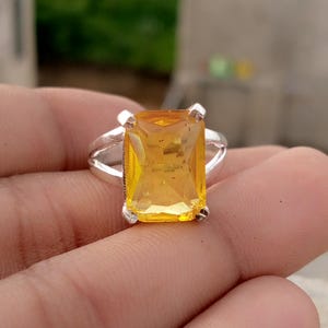 Handmade Citrine Statement Ring: 925 Sterling Silver Anxiety Jewelry