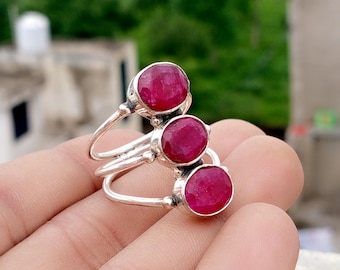 Anello in argento sterling 925 con rubino: pietra preziosa rossa ovale